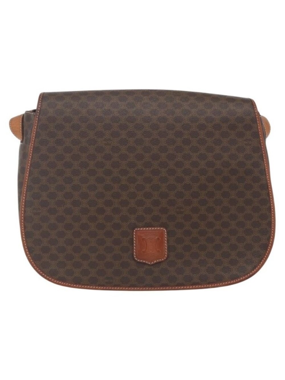 Authentic CELINE Macadam Canvas Shoulder Bag PVC Leather Brown Gold - Picture 5 of 16
